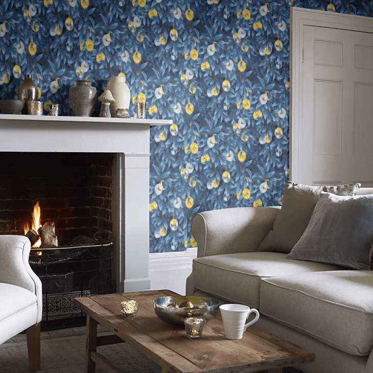 Disco Lemons Wallpaper - Deep Ocean - Brand McKenzie - BMGI006/04C - Premier Wallcovering