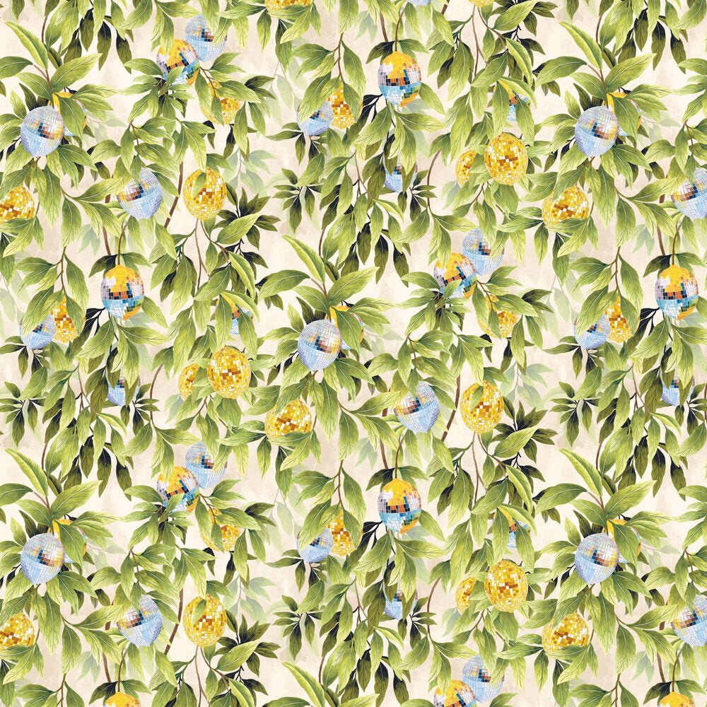 Disco Lemons Wallpaper - Cotton - Brand McKenzie - BMGI006/04A - Premier Wallcovering