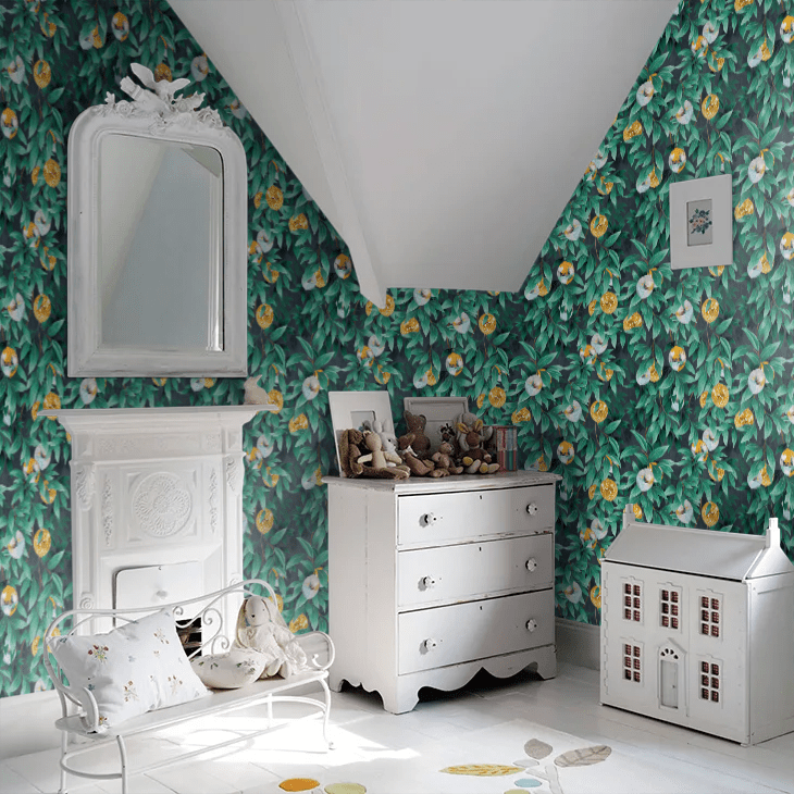 Disco Lemons Wallpaper - Dark Teal - Brand McKenzie - BMGI006/04B - Premier Wallcovering