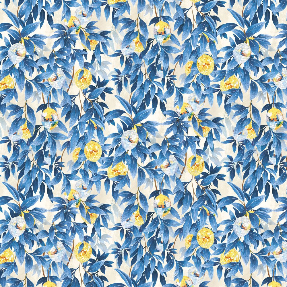 Disco Lemons Wallpaper - Mediterranean Blue - Brand McKenzie - BMGI006/04E - Premier Wallcovering