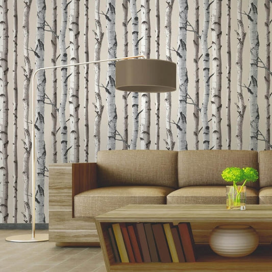 Distinctive Birch Tree Wallpaper - Natural - Fine Décor - FD31051 - Premier Wallcovering