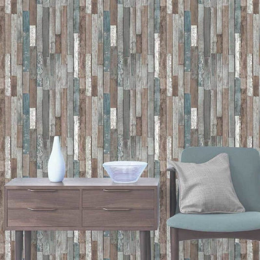 Distinctive Reclaimed Wood Planks Wallpaper - Blue - Fine Décor - FD40888 - Premier Wallcovering