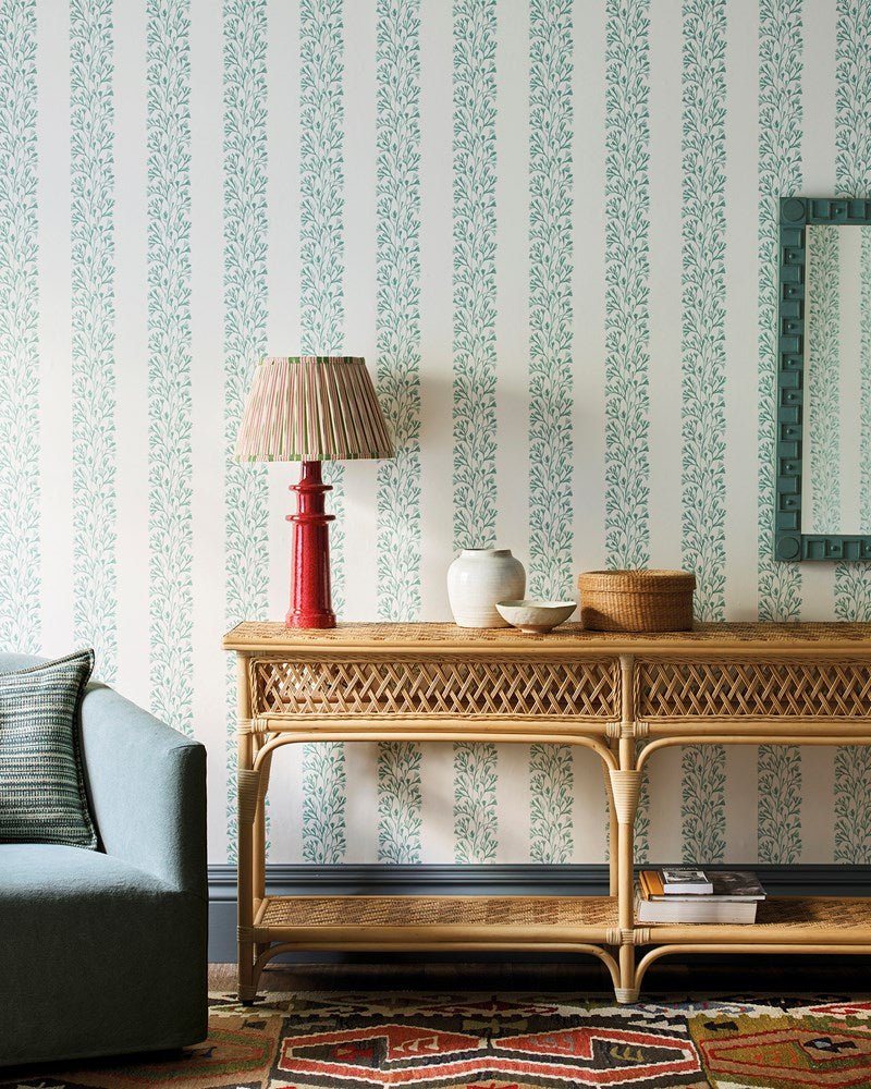 Dita Wallpaper - Aqua - J196W - 01 - Jane Churchill - Premier Wallcovering