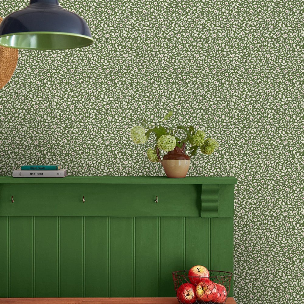 Ditsy Floral Wallpaper - Green - Joules - 128914 - Premier Wallcovering