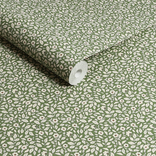 Ditsy Floral Wallpaper - Green - Joules - 128914 - Premier Wallcovering