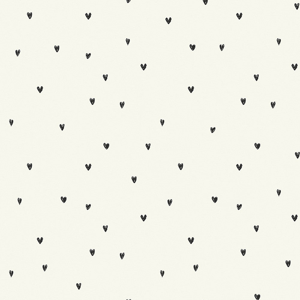 Ditsy Heart Wallpaper - Black & White - Next - 127709 - Premier Wallcovering