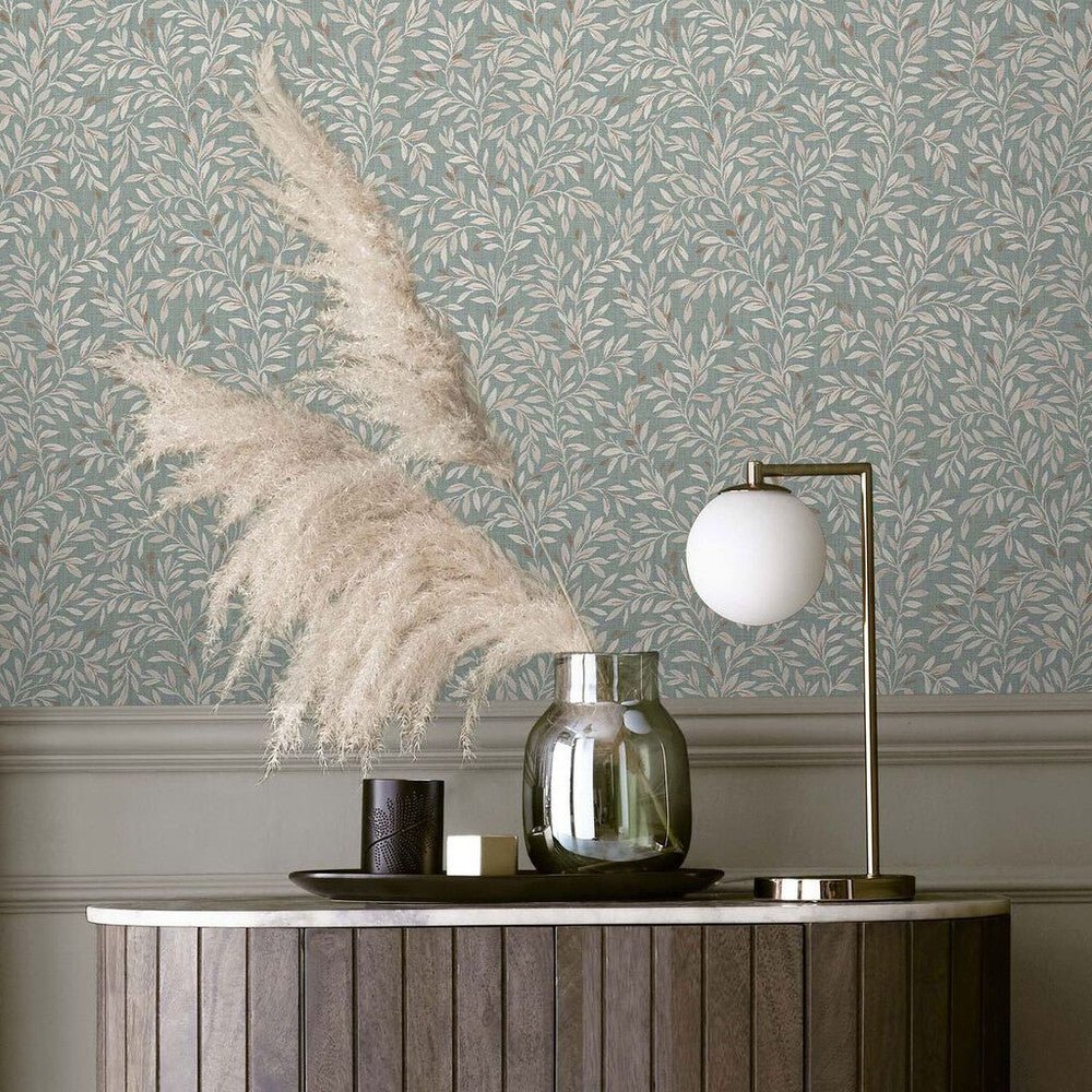 Ditsy Leaf Wallpaper - Duck Egg - Next - 118262 - Premier Wallcovering
