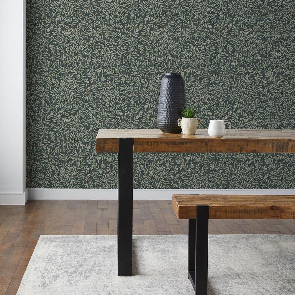Ditsy Leaf Wallpaper - Emerald - Next - 120204 - Premier Wallcovering