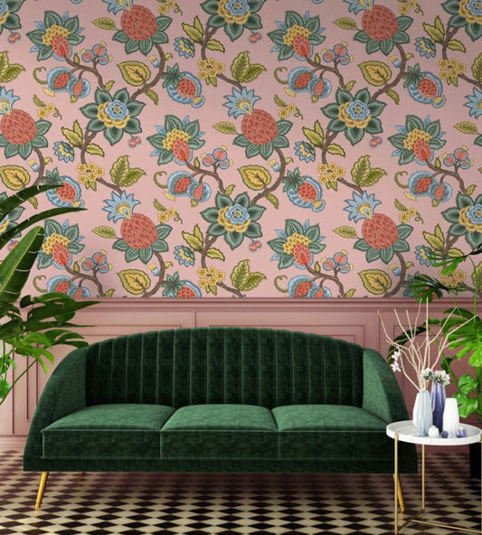 Doris Jacobean Wallpaper - Plaster Pink - Woodchip & Magnolia - WM - 367 - 01R - Premier Wallcovering