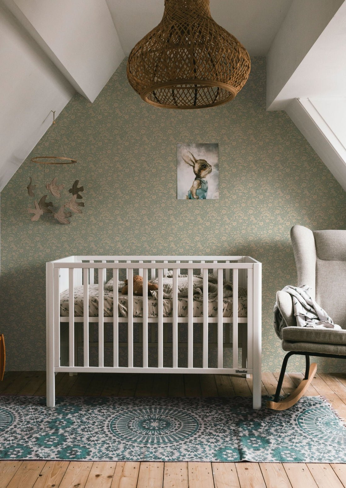 Doris Wallpaper - Dusty Blue - Summer Gray - Premier Wallcovering