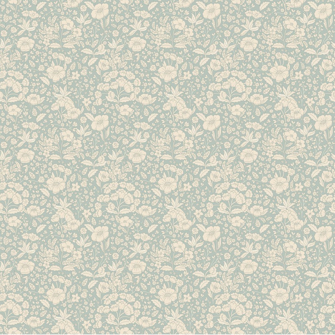 Doris Wallpaper - Dusty Blue - Summer Gray - Premier Wallcovering