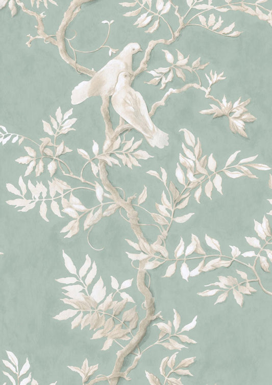 Doves Wallpaper - Aquamarine - Lewis & Wood - Premier Wallcovering