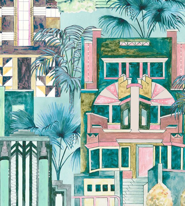 Downtown Deco Wallpaper - Miami Mint - Brand McKenzie - BMHD002/02B - Premier Wallcovering