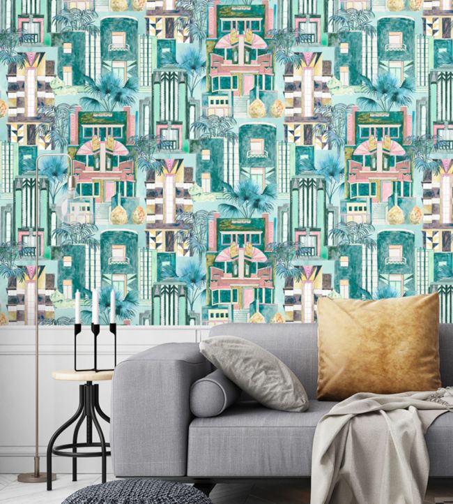 Downtown Deco Wallpaper - Miami Mint - Brand McKenzie - BMHD002/02B - Premier Wallcovering