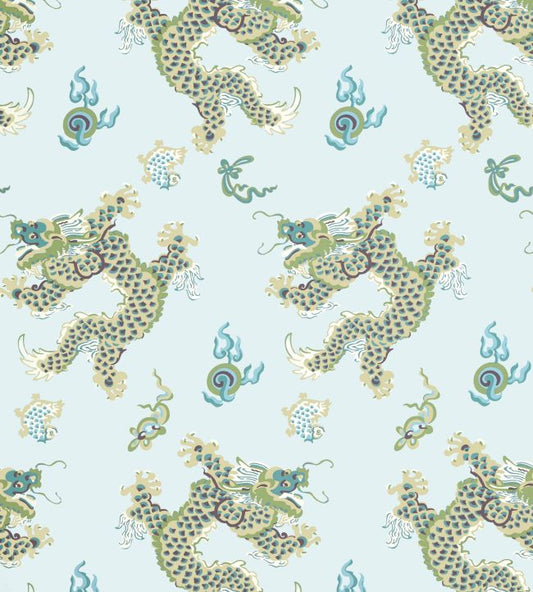 Dragon Dance Wallpaper - Spa Blue - AT23180 - Anna French - Premier Wallcovering
