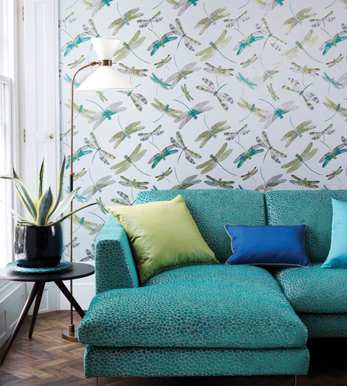 Dragonfly Dance Wallpaper - Kiwi/Pale Grey - Matthew Williamson - W6650-01 - Premier Wallcovering