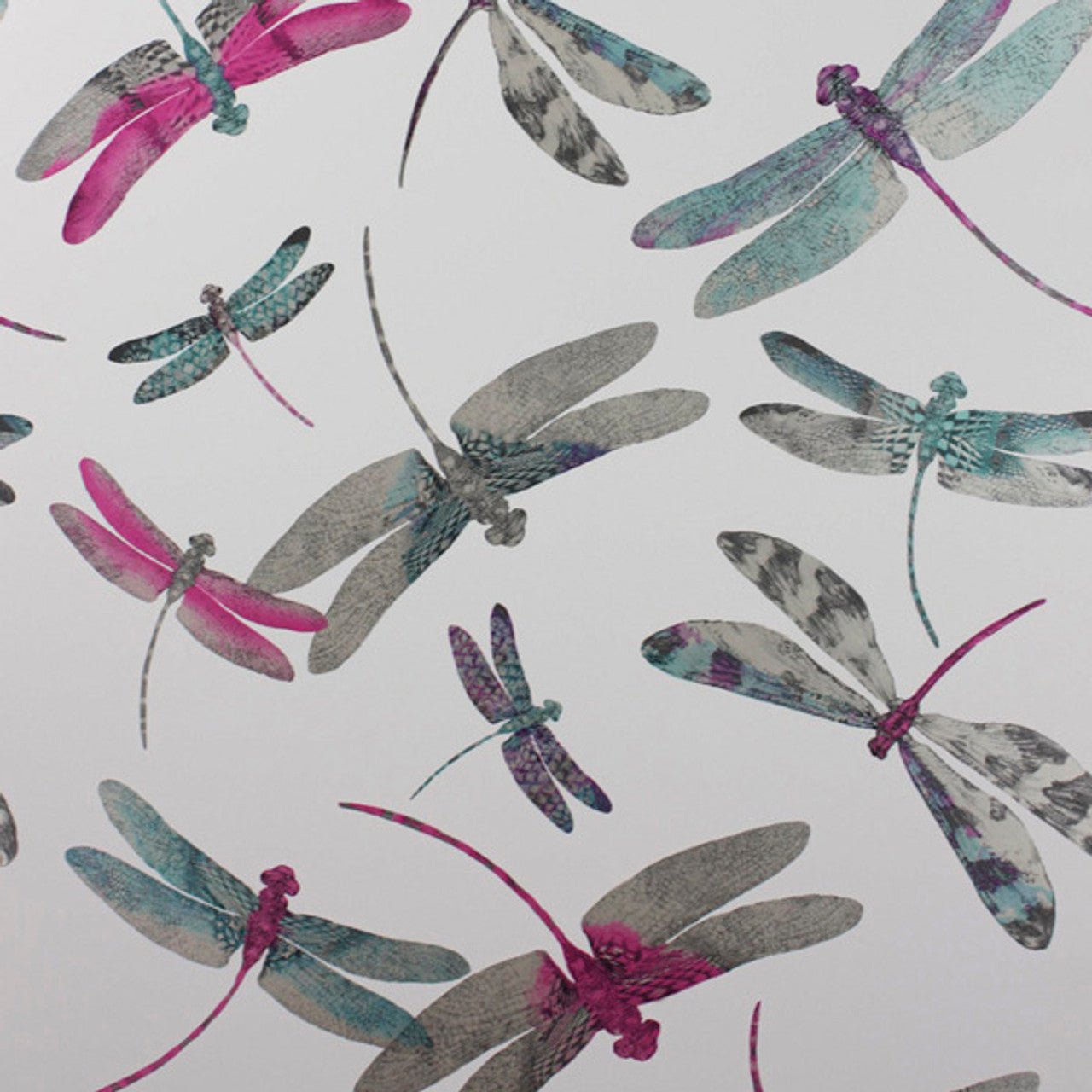 Dragonfly Dance Wallpaper - Fuchsia/Duck Egg - Matthew Williamson - W6650-05 - Premier Wallcovering