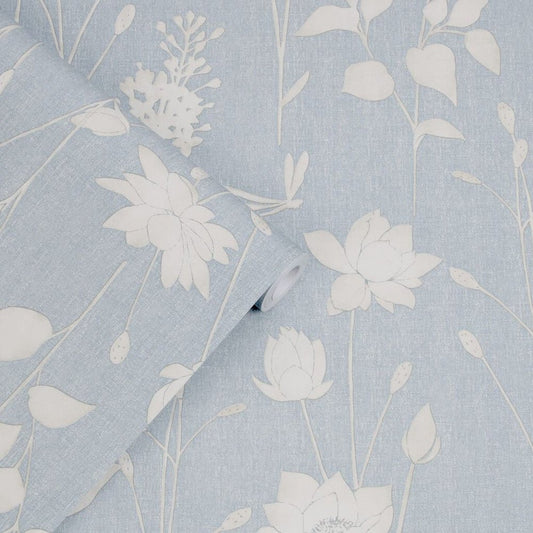 Dragonfly Garden Wallpaper - Chalk Blue - Laura Ashley - 113343 - Premier Wallcovering