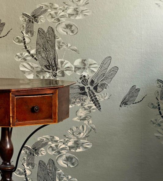 Dragonfly Wallpaper - Pewter - BG0600201 - Barneby Gates - Premier Wallcovering