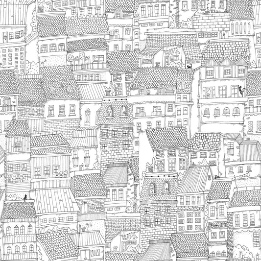 Dream Town Wallpaper - Graphite - Rebel Walls - R18091 - Premier Wallcovering