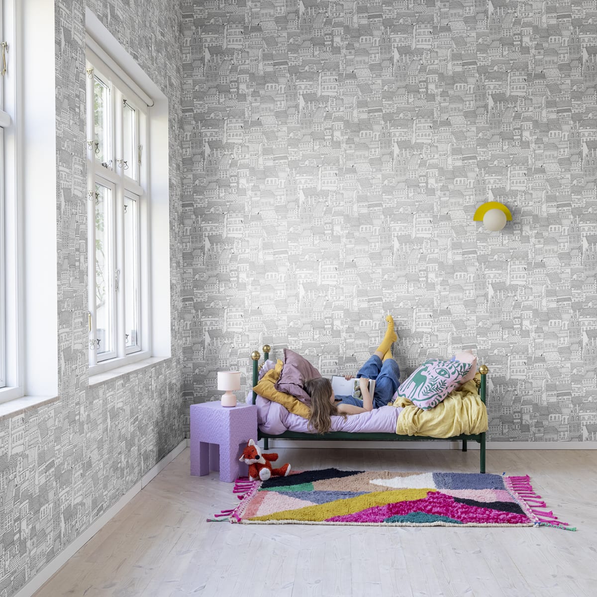 Dream Town Wallpaper - Graphite - Rebel Walls - R18091 - Premier Wallcovering
