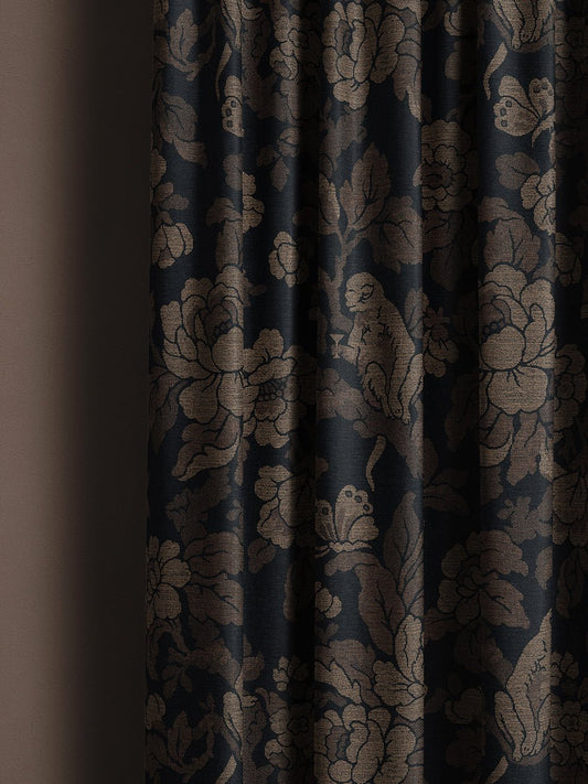 Drunken Monkey Recycled Velvet Fabric - Black Gold - Divine Savages - DVS153-DMKY-BLK-GLD-VEL-MET - Premier Wallcovering