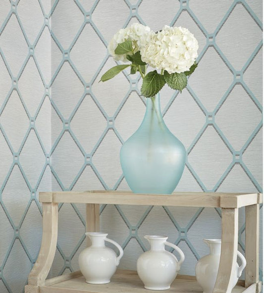 Easom Trellis Wallpaper - Green - Thibaut - T4051 - Premier Wallcovering