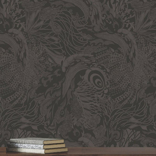 Eastern Tide Fantasia Wallpaper - Black/Suede - Ted Baker - 12610 - Premier Wallcovering