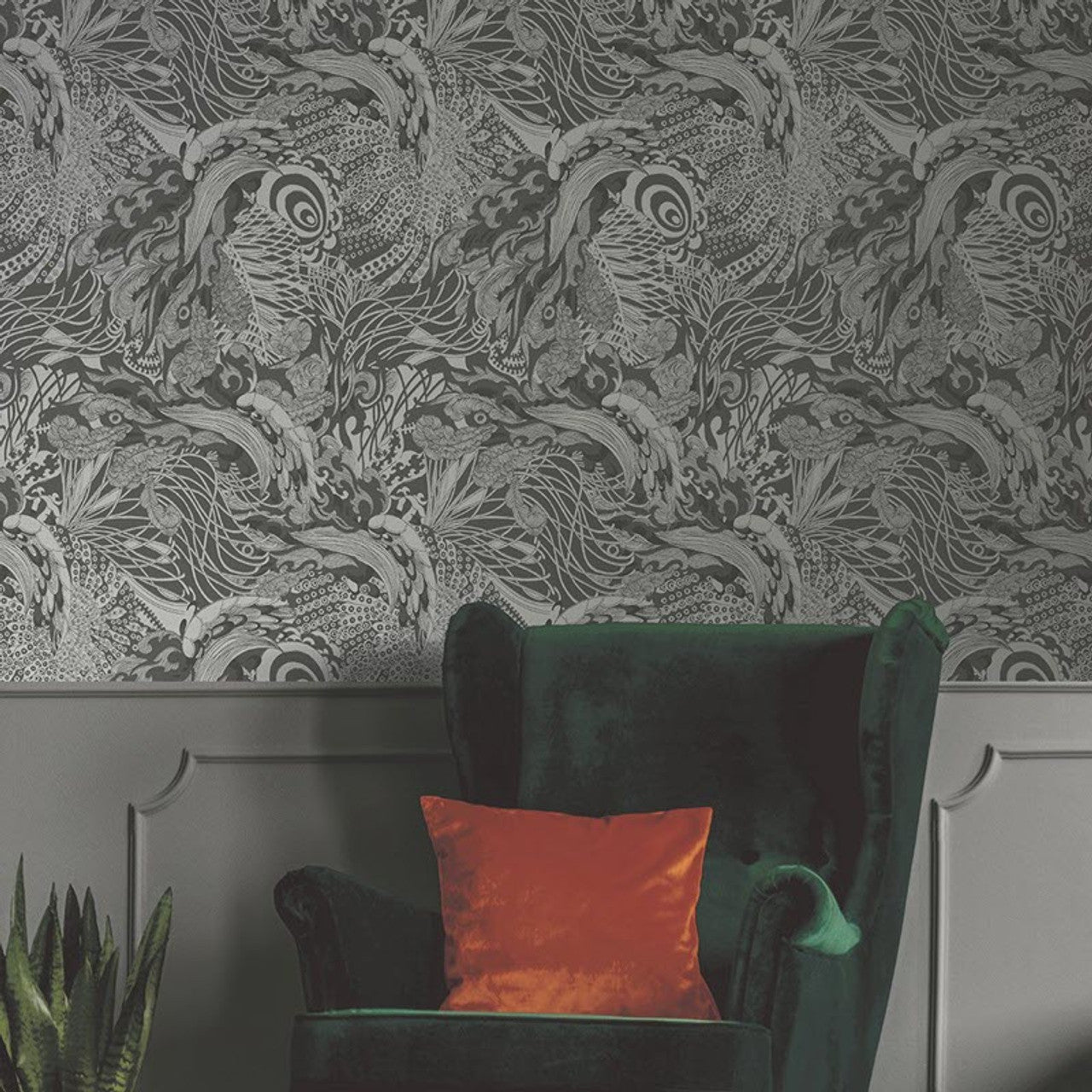 Eastern Tide Fantasia Wallpaper - Charcoal/Grey - Ted Baker - 12611 - Premier Wallcovering