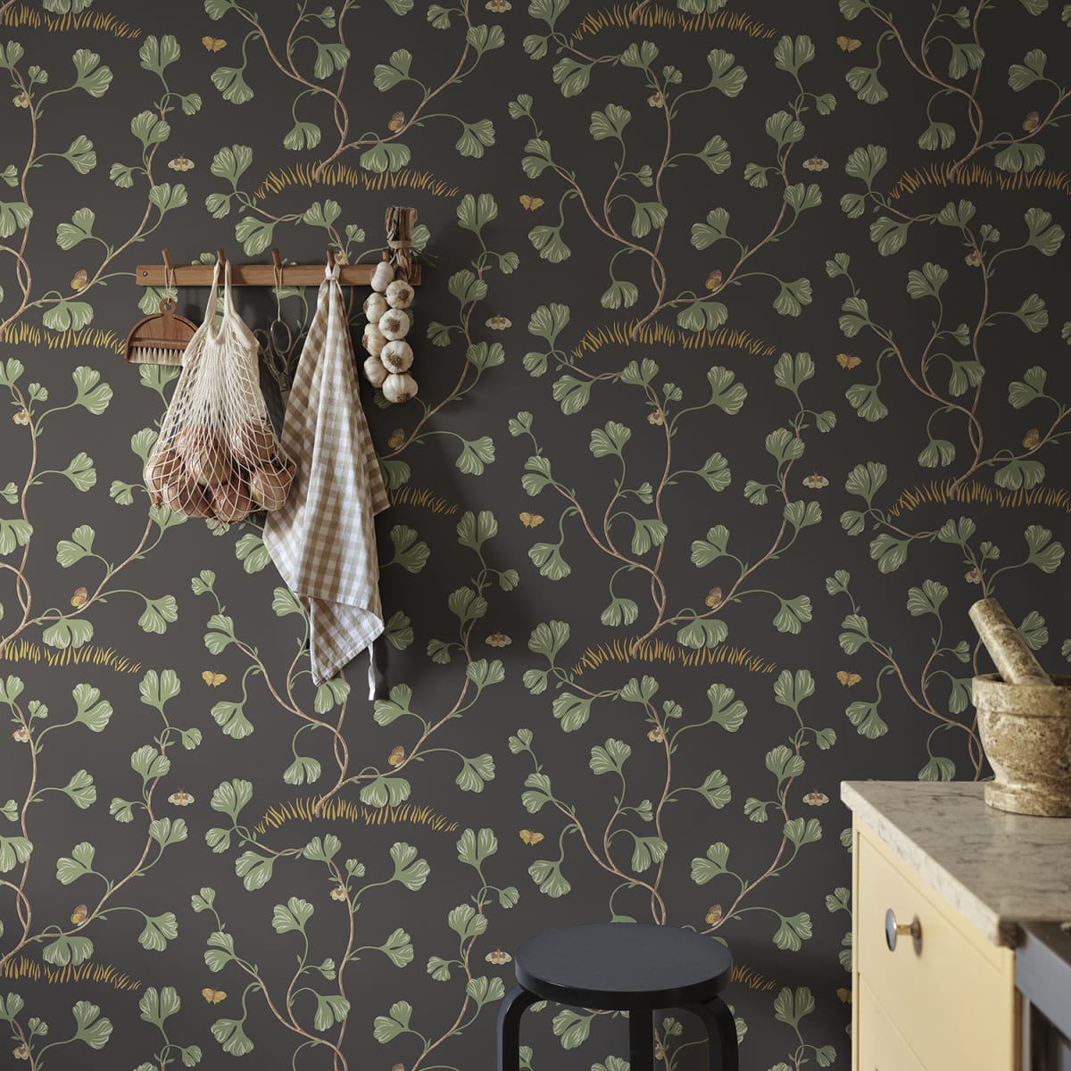 Ebba Wallpaper - Charcoal - Sandberg - S10619 - Premier Wallcovering