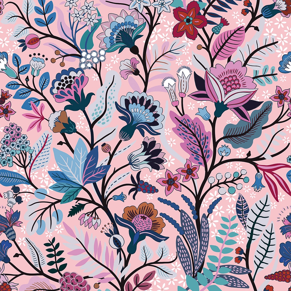 Eclectic Eden Wallpaper - Pink & Blue Sunset - Lust Home - LH900543 - Premier Wallcovering