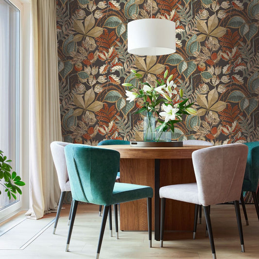 Eden Leaf Wallpaper - Charcoal Grey - Belgravia - 3780 - Premier Wallcovering