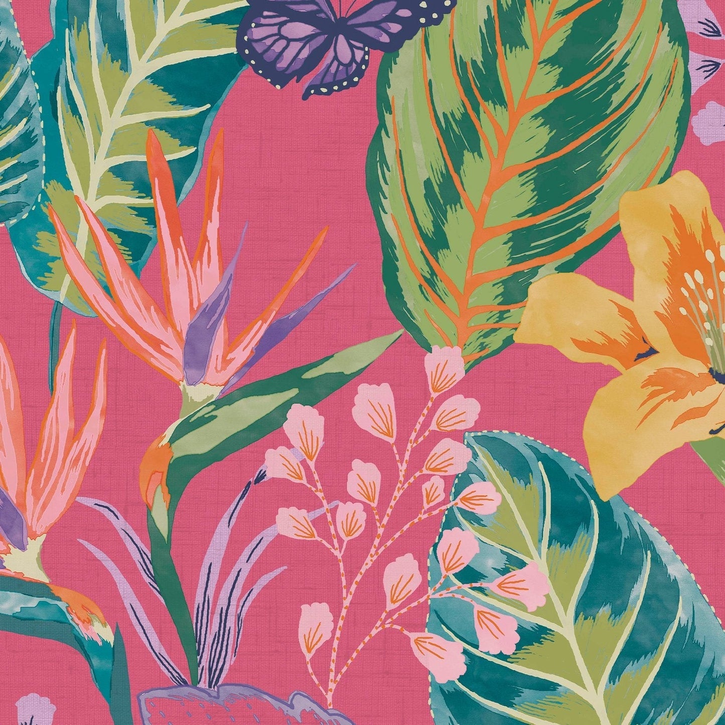 Eden Wallpaper - Hot Pink - Envy - 122357 - Premier Wallcovering