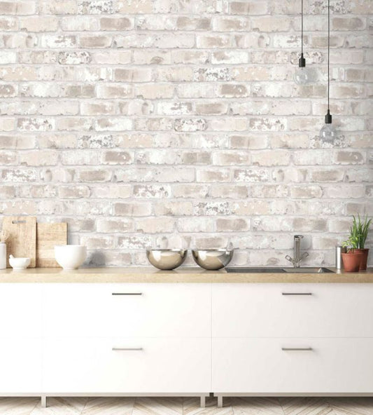 Edgworth Wallpaper - Brick - Woodchip & Magnolia - WM - 300R - Premier Wallcovering