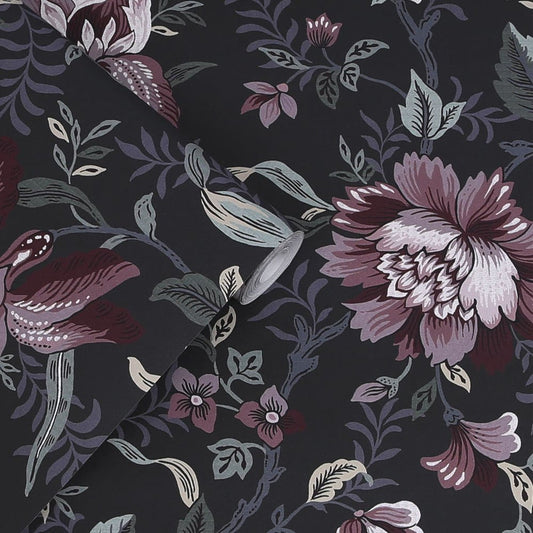 Editas Garden Wallpaper - Charcoal Grey - Laura Ashley - 121090 - Premier Wallcovering