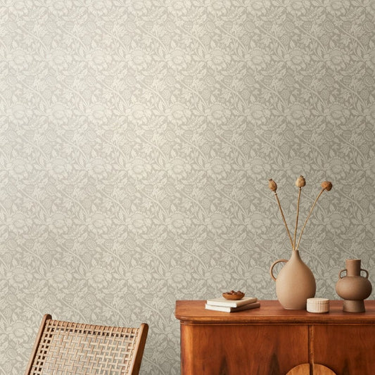 Elegance Damask Trail Wallpaper - Stone - Hoopla Walls - HWA1242W - Premier Wallcovering