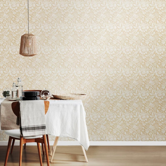 Elegance Damask Trail Wallpaper - Linen - Hoopla Walls - HWA1241W - Premier Wallcovering