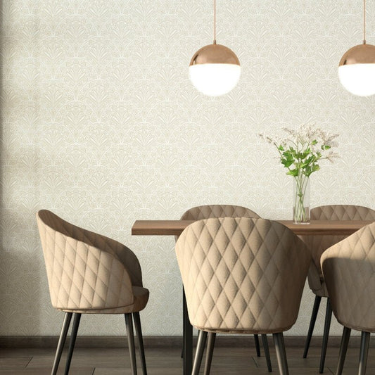Elegance Deco Fan Wallpaper - Natural - Hoopla Walls - HWA1022W - Premier Wallcovering