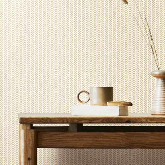 Elegance Ditsy Leaf Stripe Wallpaper - Linen - Hoopla Walls - HWA1223W - Premier Wallcovering