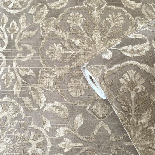 Elegance Floral Stripe Wallpaper - Bronze Brown - Galerie - DWP0353 - 02 - Premier Wallcovering