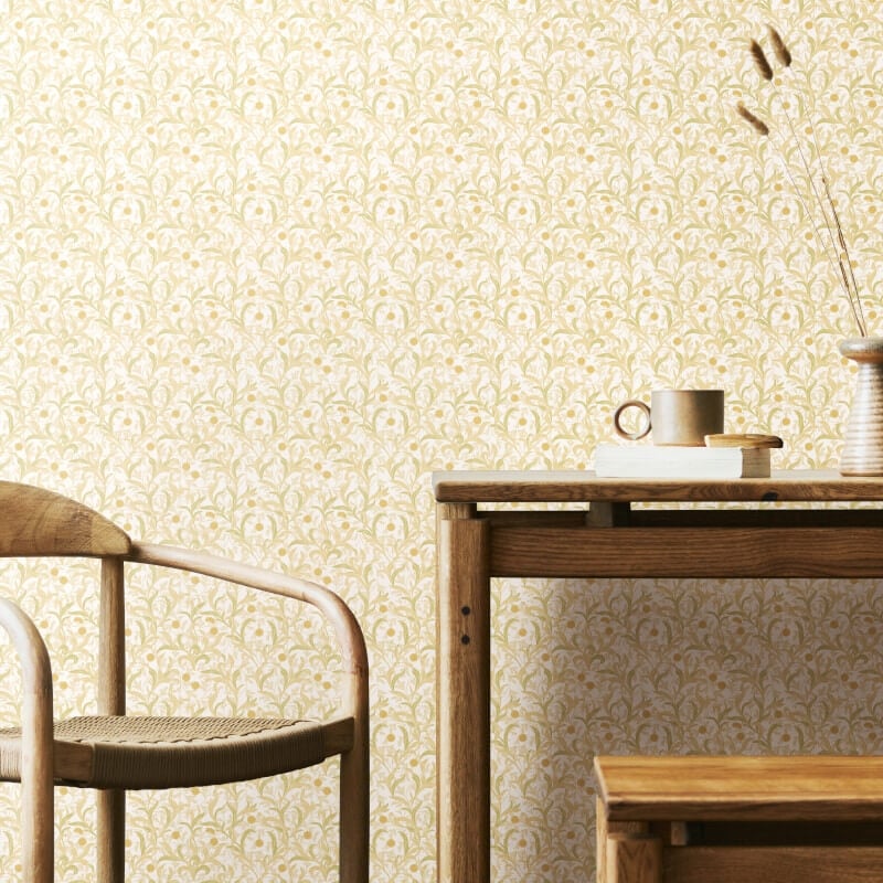 Elegance Floral Trail Wallpaper - Thyme - Hoopla Walls - HWA1263W - Premier Wallcovering