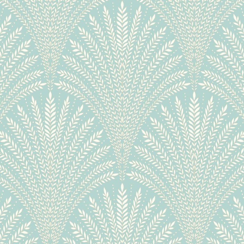 Elegance Leaf Fan Wallpaper - Duck Egg Blue - Hoopla Walls - HWA1030W - Premier Wallcovering