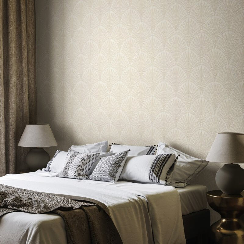 Elegance Leaf Fan Wallpaper - Chalk - Hoopla Walls - HWA1254W - Premier Wallcovering