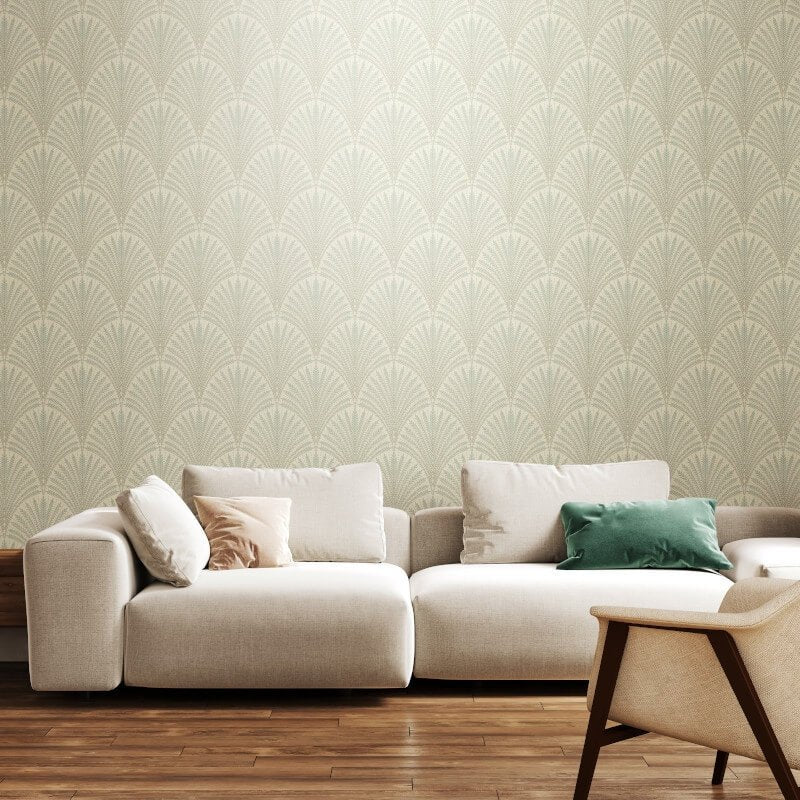 Elegance Leaf Fan Wallpaper - Sky - Hoopla Walls - HWA1255W - Premier Wallcovering