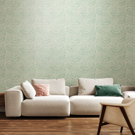 Elegance Leaf Vine Wallpaper - Seafoam - Hoopla Walls - HWA1231W - Premier Wallcovering