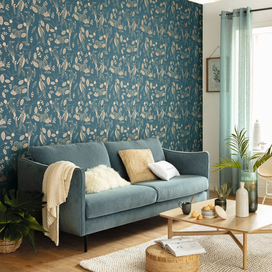 Elegante Wallpaper - Teal Blue - Caselio - 102676100 - Premier Wallcovering