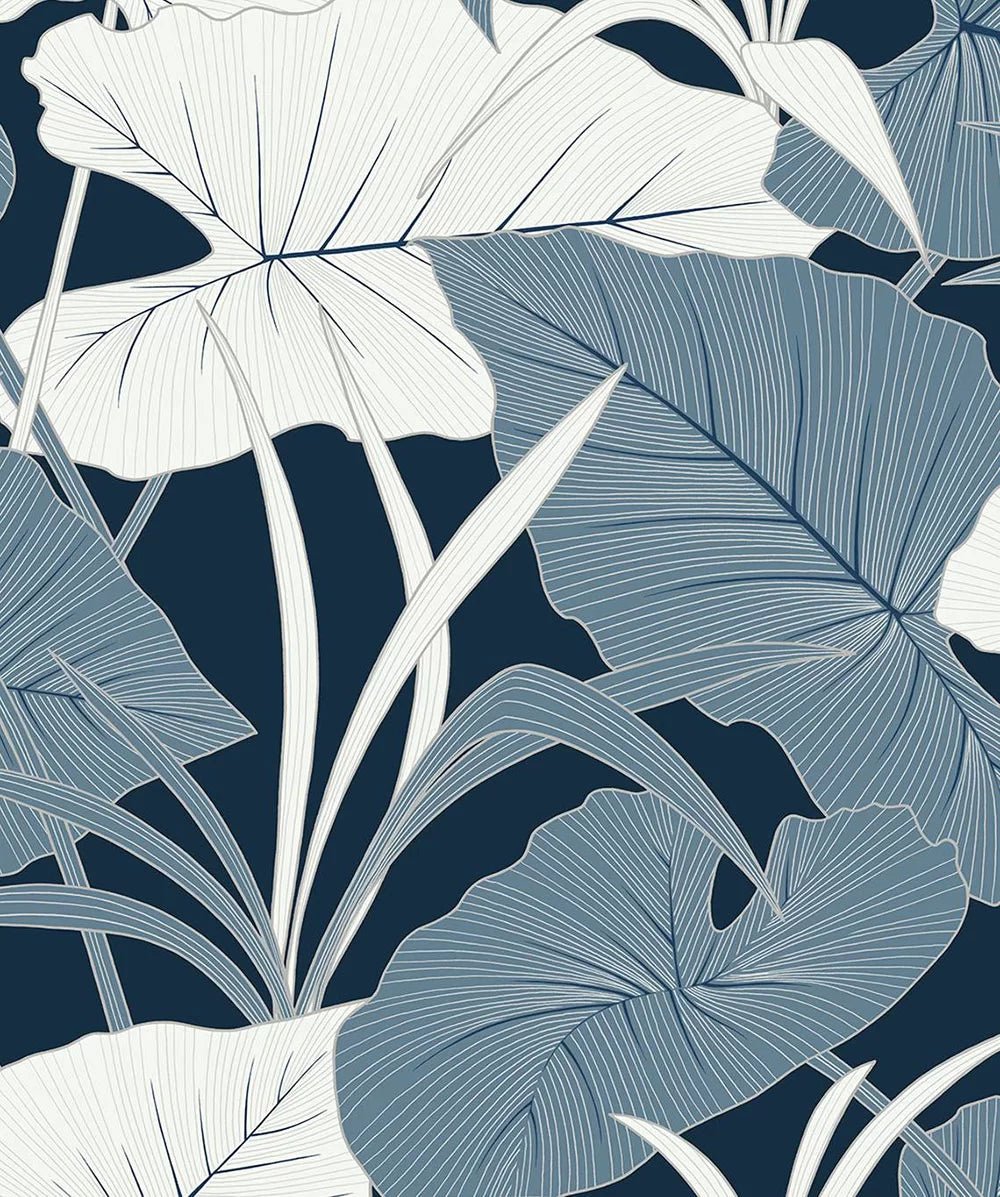 Elephant Leaves Wallpaper - Blue Lagoon - NextWall - NW52002 - Premier Wallcovering