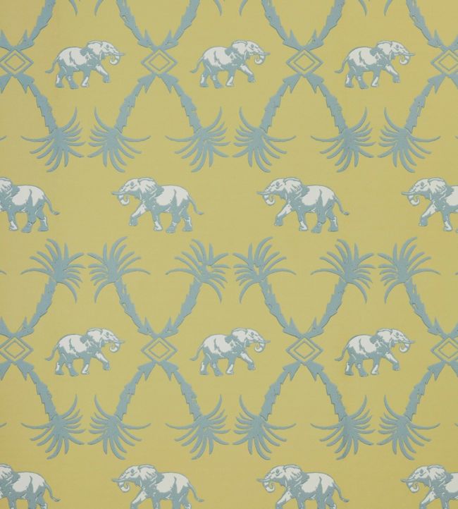 Elephant Palm Wallpaper - Ochre / Blue - BG2100202 - Barneby Gates - Premier Wallcovering