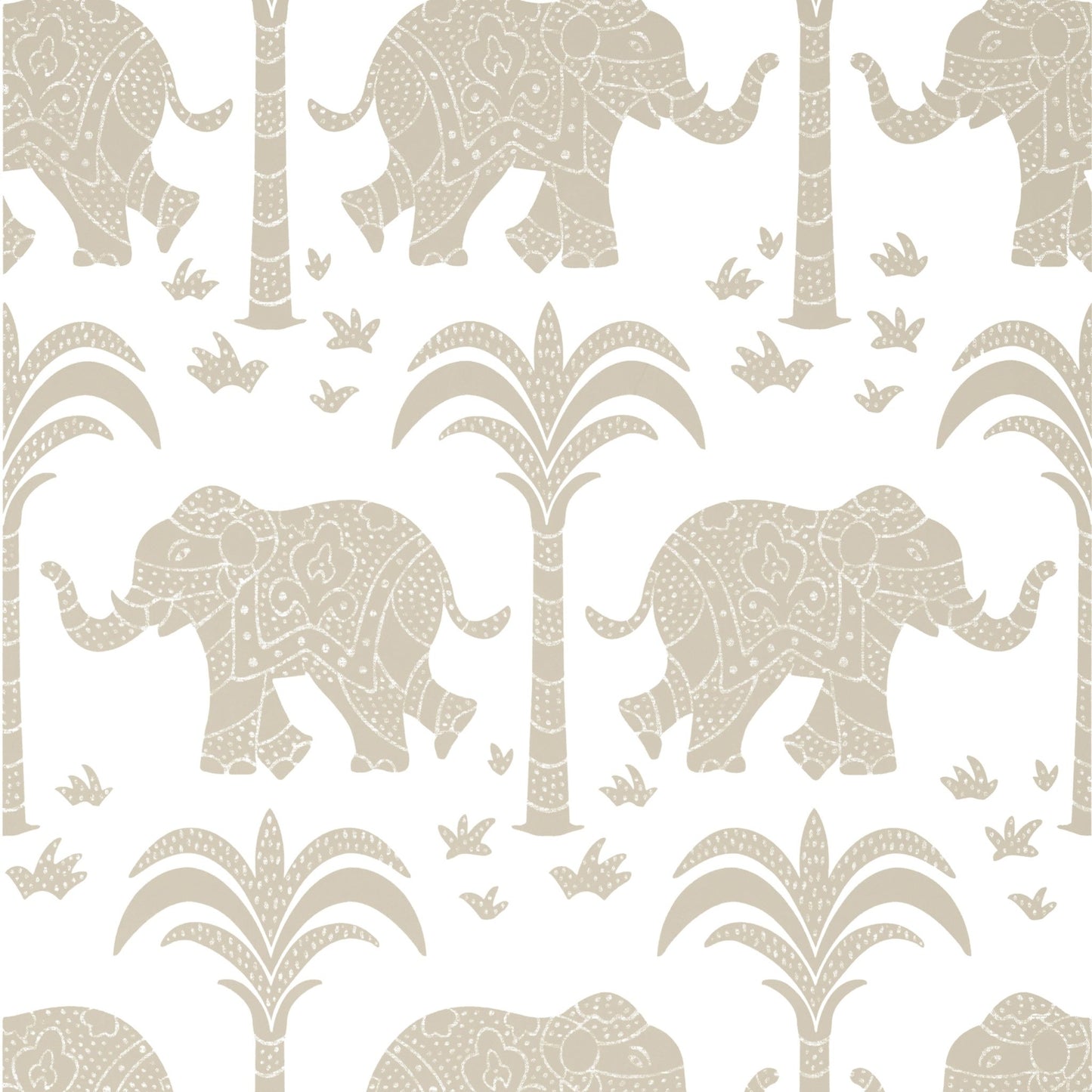 Elephant Wallpaper - Beige - Thibaut - T16205 - Premier Wallcovering