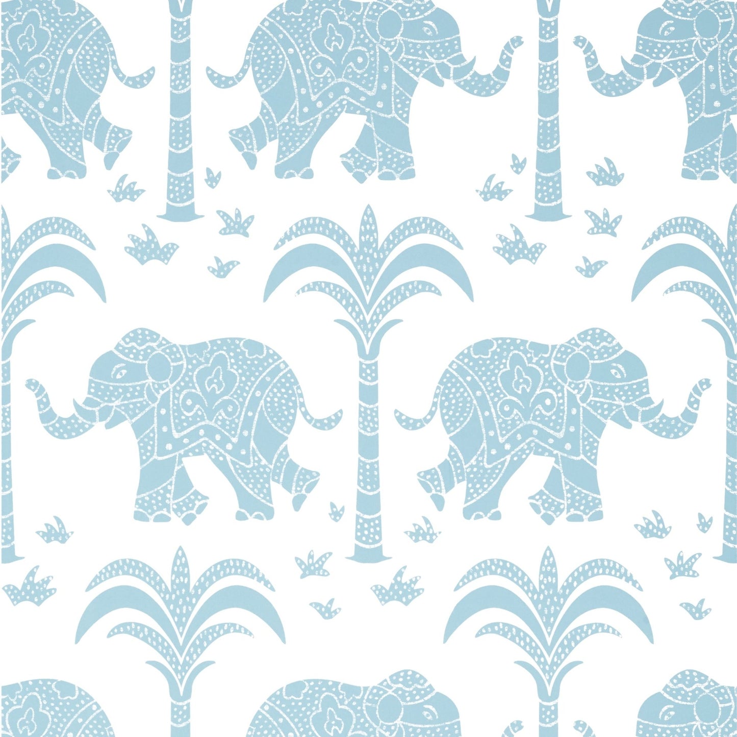 Elephant Wallpaper - French Blue - Thibaut - T16204 - Premier Wallcovering